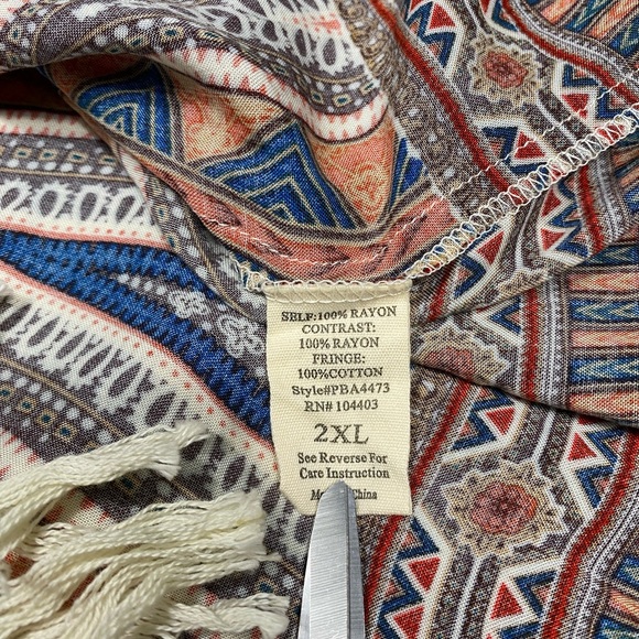 NWT Perch by Blu Pepper Western Bohemian Fringe Top Size 2XL #1327 - Picture 10 of 13